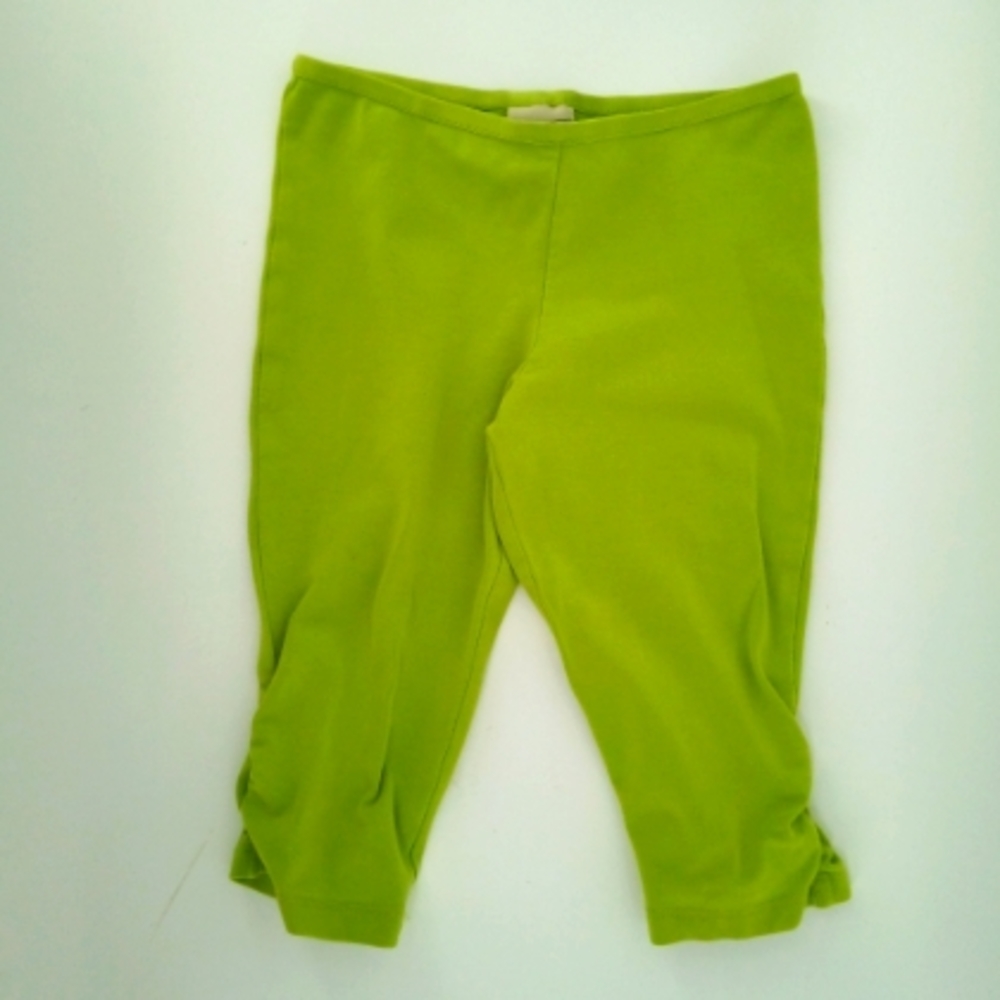 L.L. Bean Joggers Baby Lime Green Ruched Pants Cotton Spandex 5/6 M Fall 2009